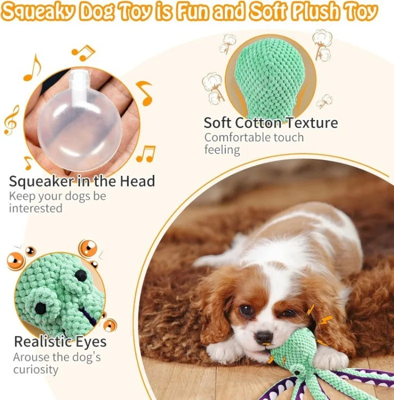 Large Squeaky Plush Dog Toy, Soft Fabric Chew Toy for All Dog Sizes, Training Reward & Gift