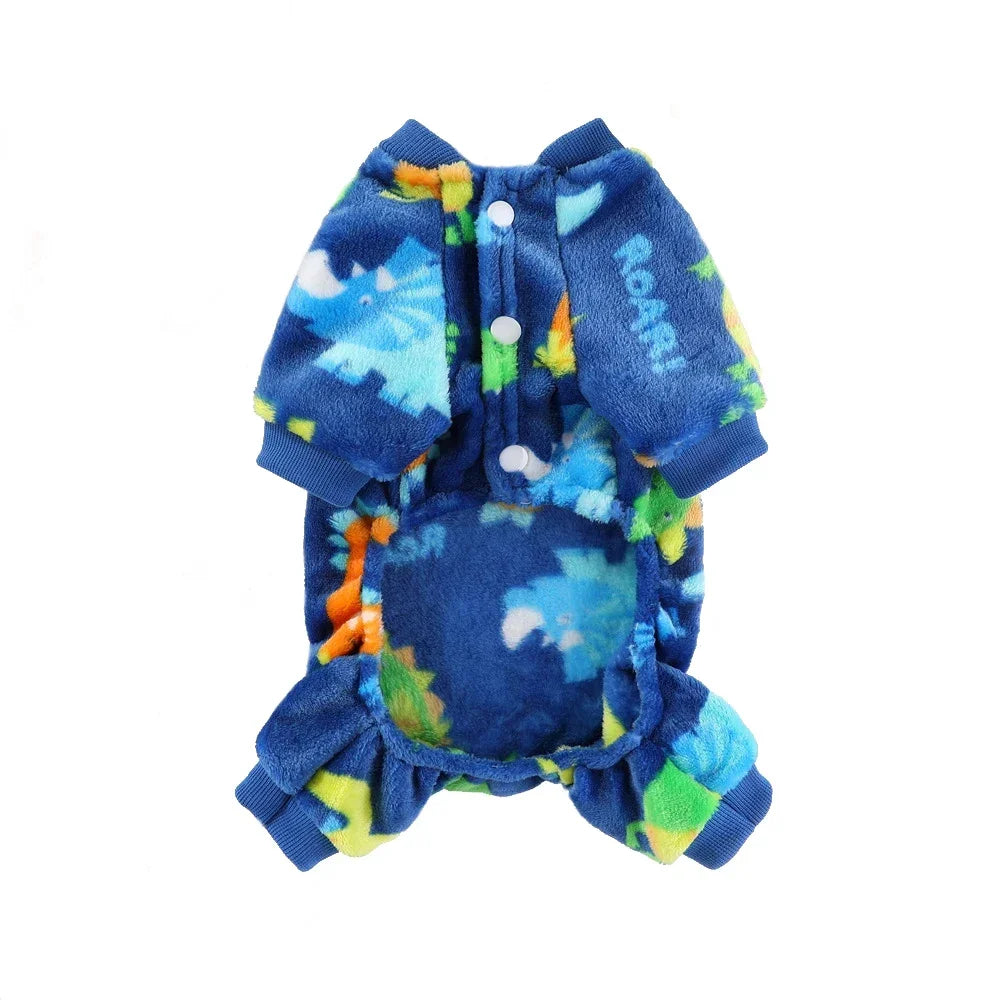 Winter Warm Fleece Dog Jumpsuit Pet Dog Clothes for Small Dogs Bear Dinosaurs Pajamas Plush Coat Chihuahua Poodle Costumes