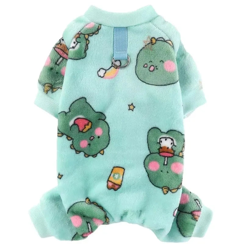 Winter Warm Fleece Dog Jumpsuit Pet Dog Clothes for Small Dogs Bear Dinosaurs Pajamas Plush Coat Chihuahua Poodle Costumes