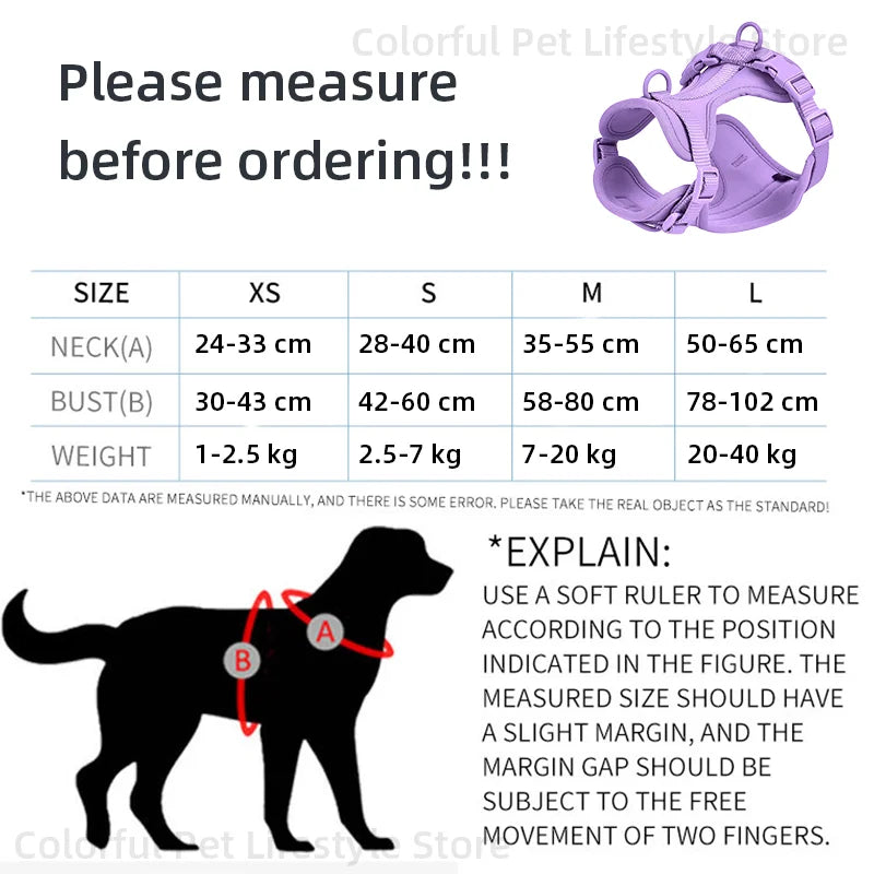 4-Piece Set Dog Harness Dog Leash Dog Collar Adjustable Waterproof Easy To Clean Dog Vest Harness With Dog Poop Bag Holder