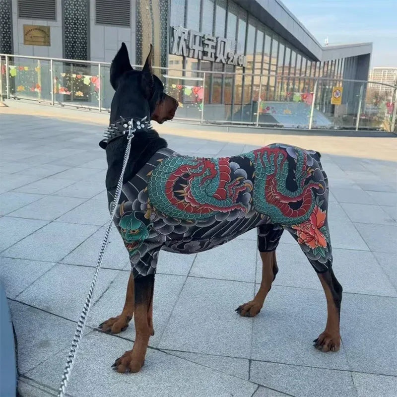 Fun Pet Printed Jumpsuit With Tattoo Patterns Versatile Throughout The Four Seasons Personalized Handsome Fashion Pet Clothing