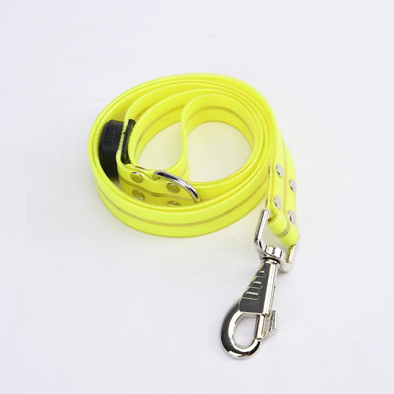 Pet light-up collar leash LED flashing collar USB charging dog walking pulling belt adjustable dog collar fashion pet supplies