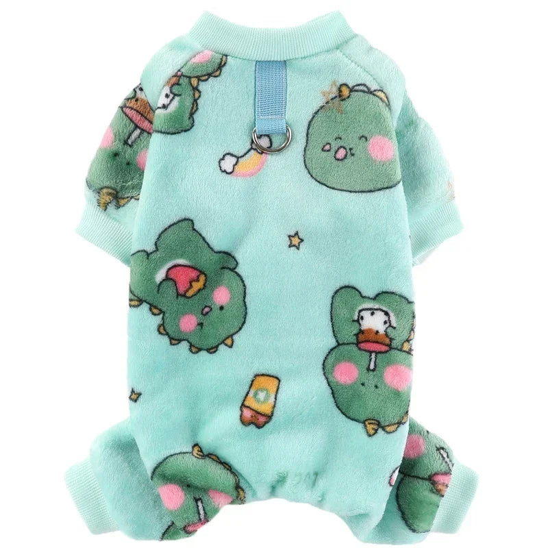 Winter Warm Fleece Dog Jumpsuit Pet Dog Clothes for Small Dogs Bear Dinosaurs Pajamas Plush Coat Chihuahua Poodle Costumes