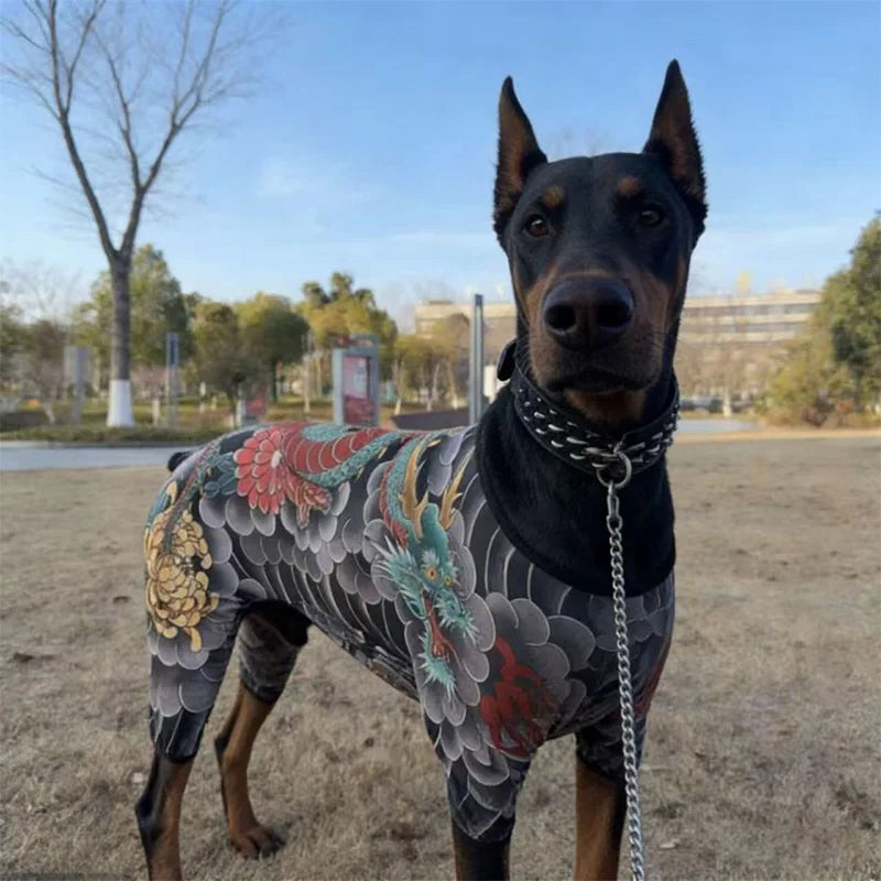 Fun Pet Printed Jumpsuit With Tattoo Patterns Versatile Throughout The Four Seasons Personalized Handsome Fashion Pet Clothing