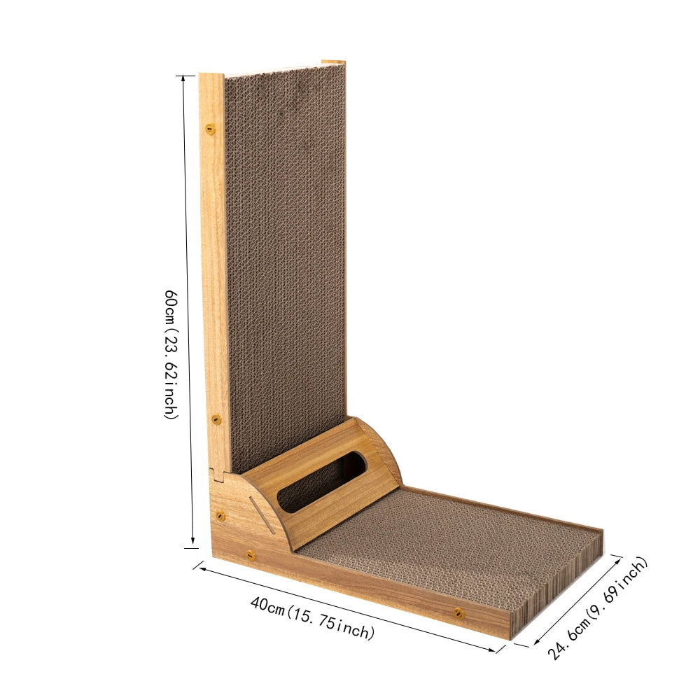 Cat Scratcher, 23.6 Inch L Shape Cat Scratch Pad Wall Mounted, Cat Scratching Cardboard with Ball Toy for Indoor Cats