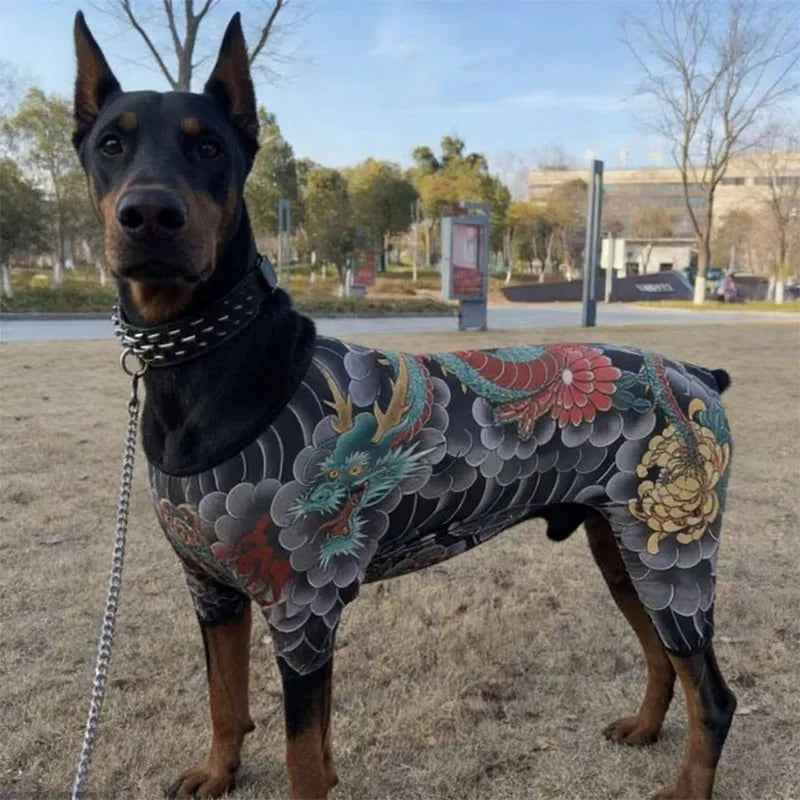 Fun Pet Printed Jumpsuit With Tattoo Patterns Versatile Throughout The Four Seasons Personalized Handsome Fashion Pet Clothing