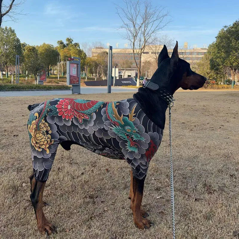 Fun Pet Printed Jumpsuit With Tattoo Patterns Versatile Throughout The Four Seasons Personalized Handsome Fashion Pet Clothing