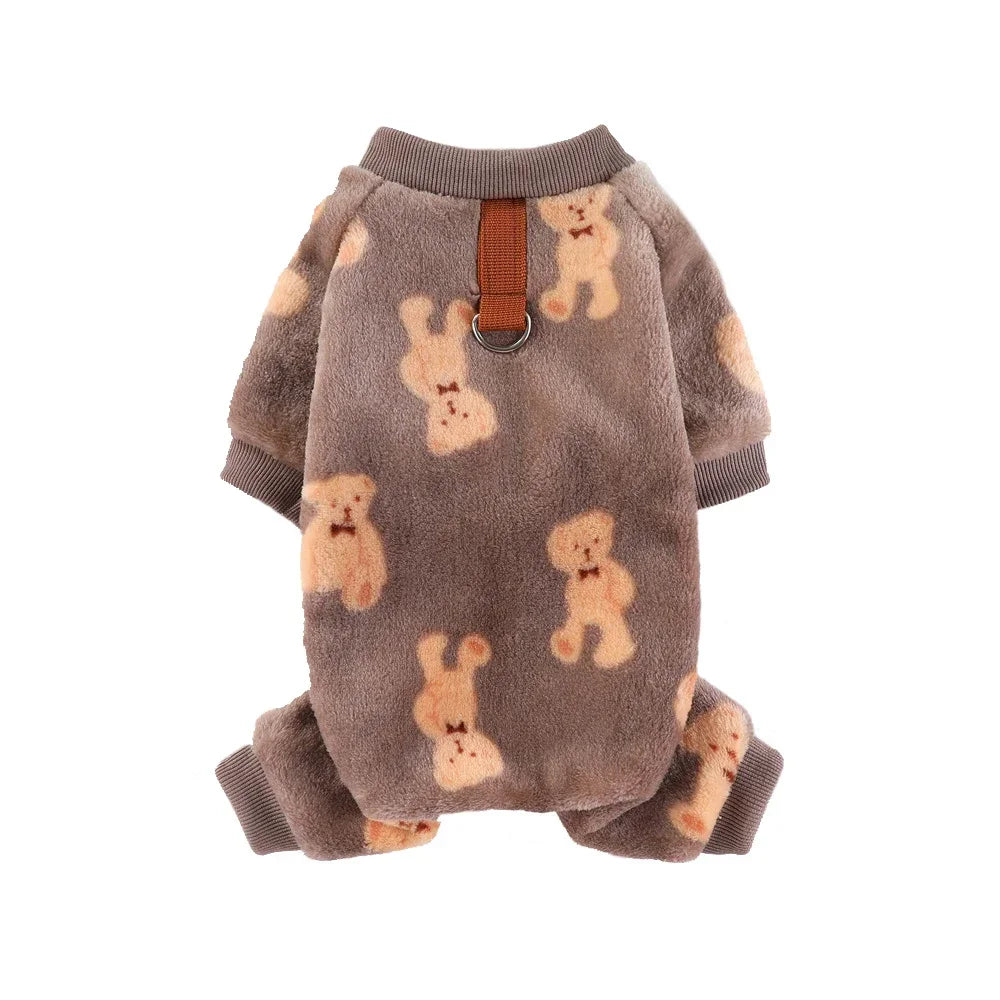 Winter Warm Fleece Dog Jumpsuit Pet Dog Clothes for Small Dogs Bear Dinosaurs Pajamas Plush Coat Chihuahua Poodle Costumes