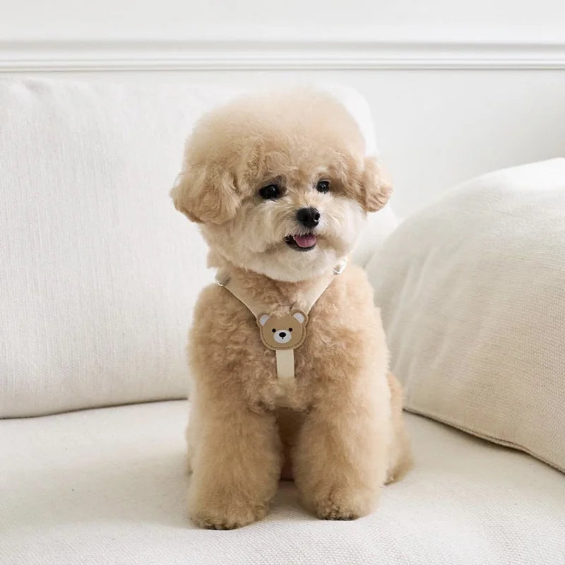 Pet Harness and Leash Set For Small Meduim Dogs Adjustable Cute Beige Puppy Harness Vest With lead Outdoor Walking Pet Supplies