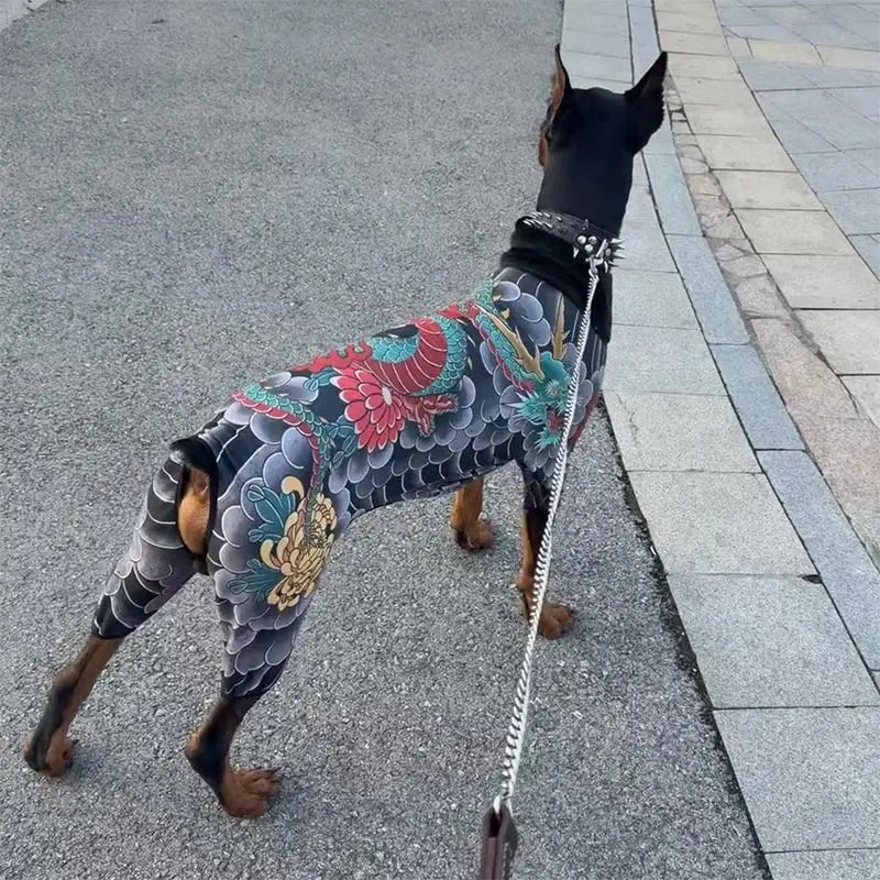 Fun Pet Printed Jumpsuit With Tattoo Patterns Versatile Throughout The Four Seasons Personalized Handsome Fashion Pet Clothing